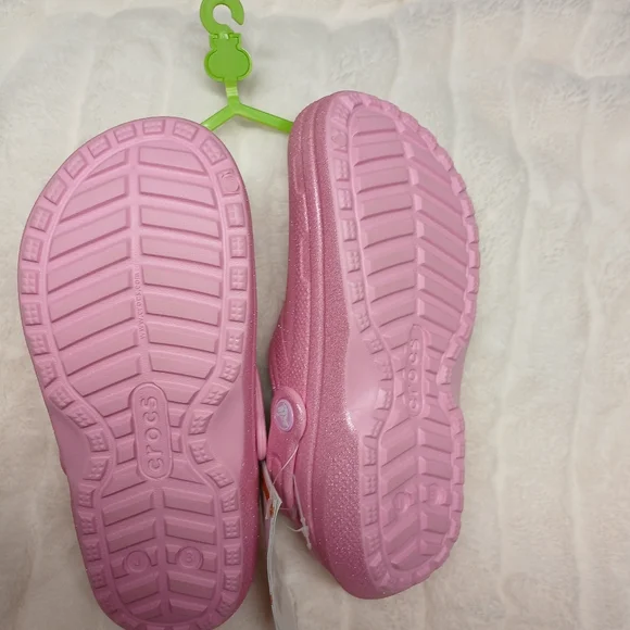 Crocs Classic Lined Glitter Clogs Pink Kids J3 (Youth Size 3) NWT - Picture 7 of 7